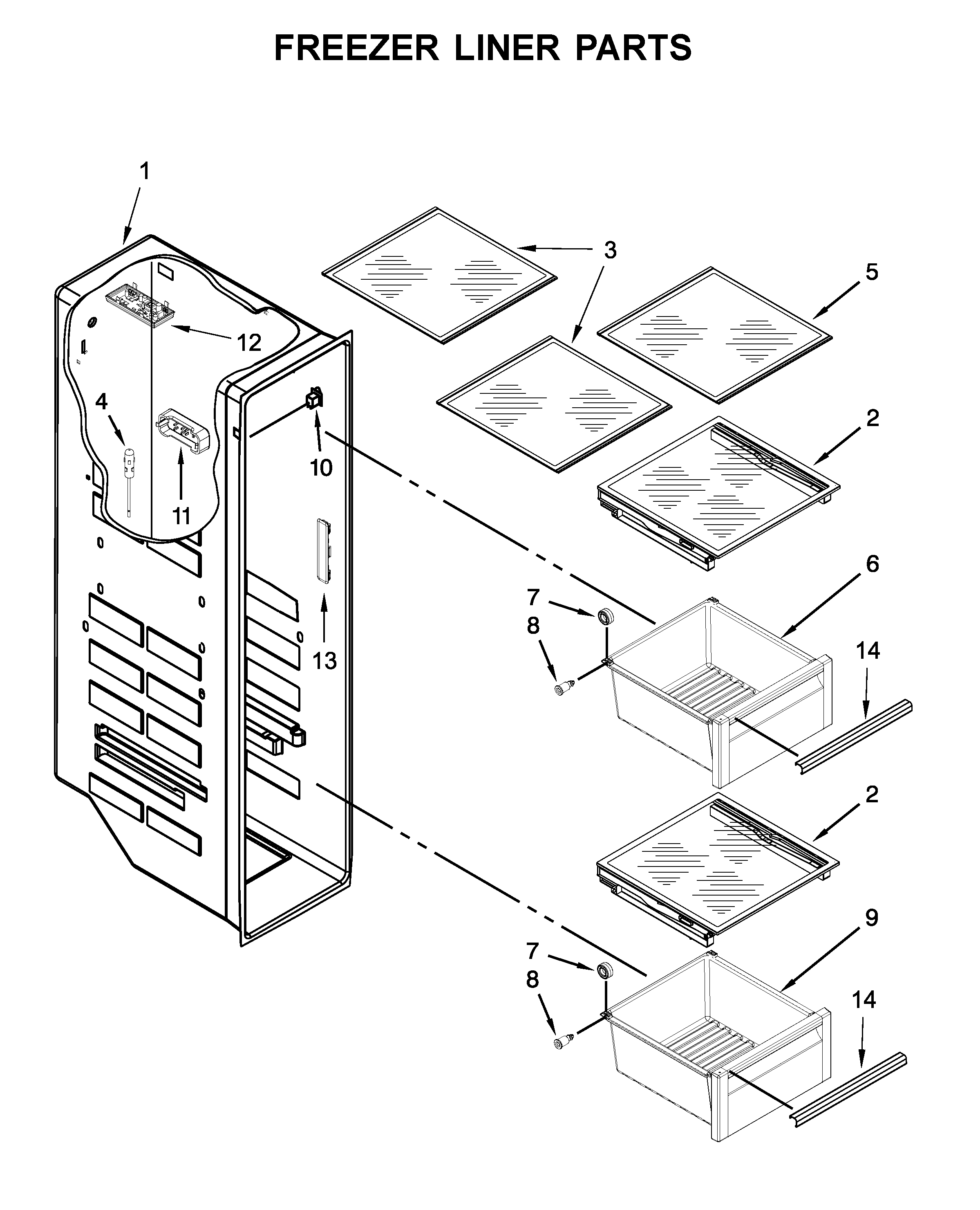 Freezer liner parts