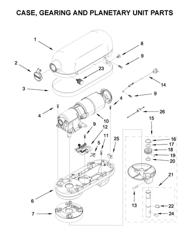 Case, gearing and planetary unit parts