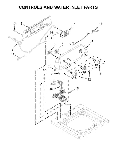 Controls and water inlet parts