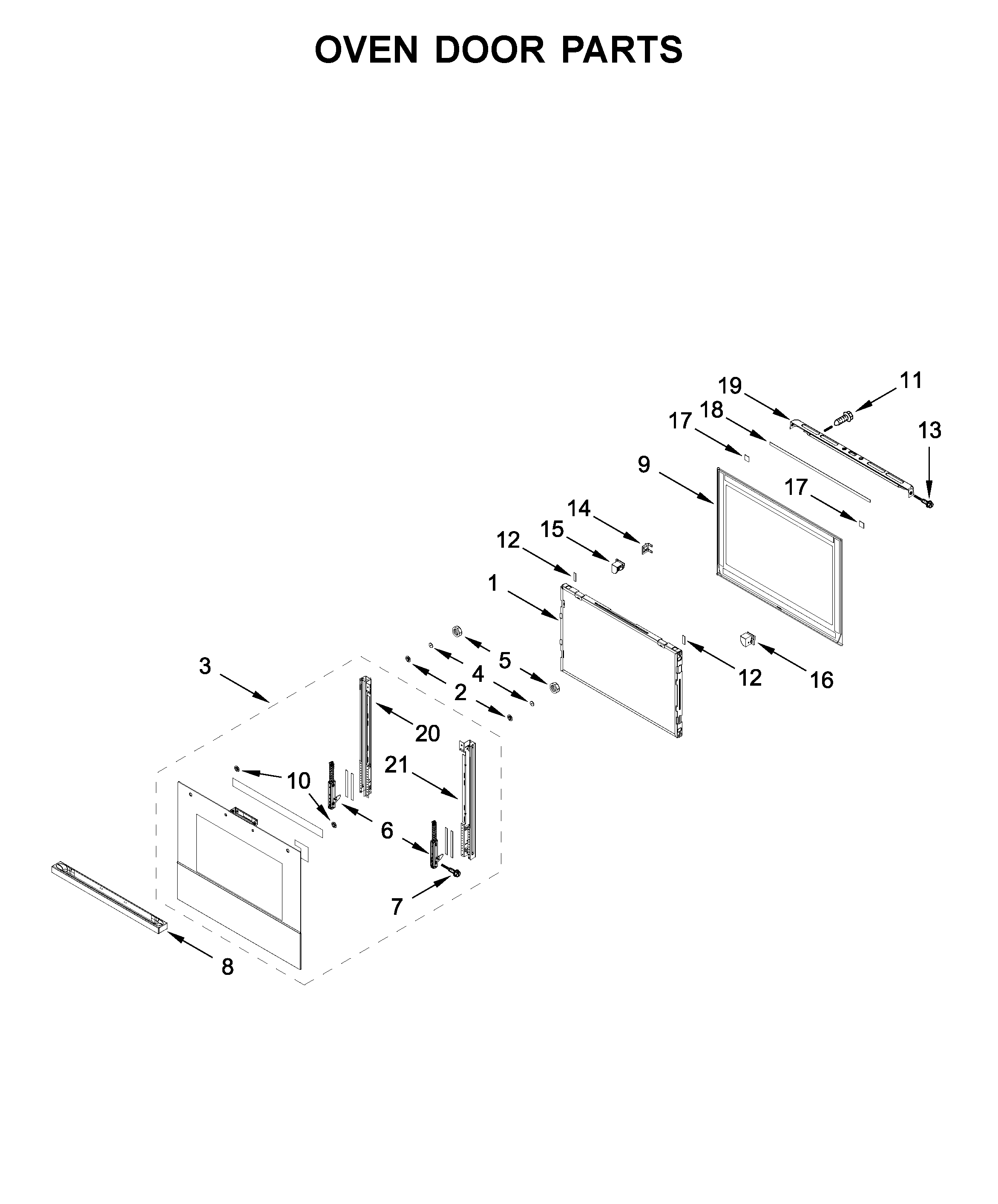 Oven door parts
