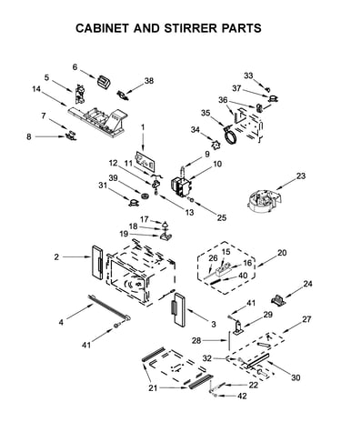Cabinet and stirrer parts