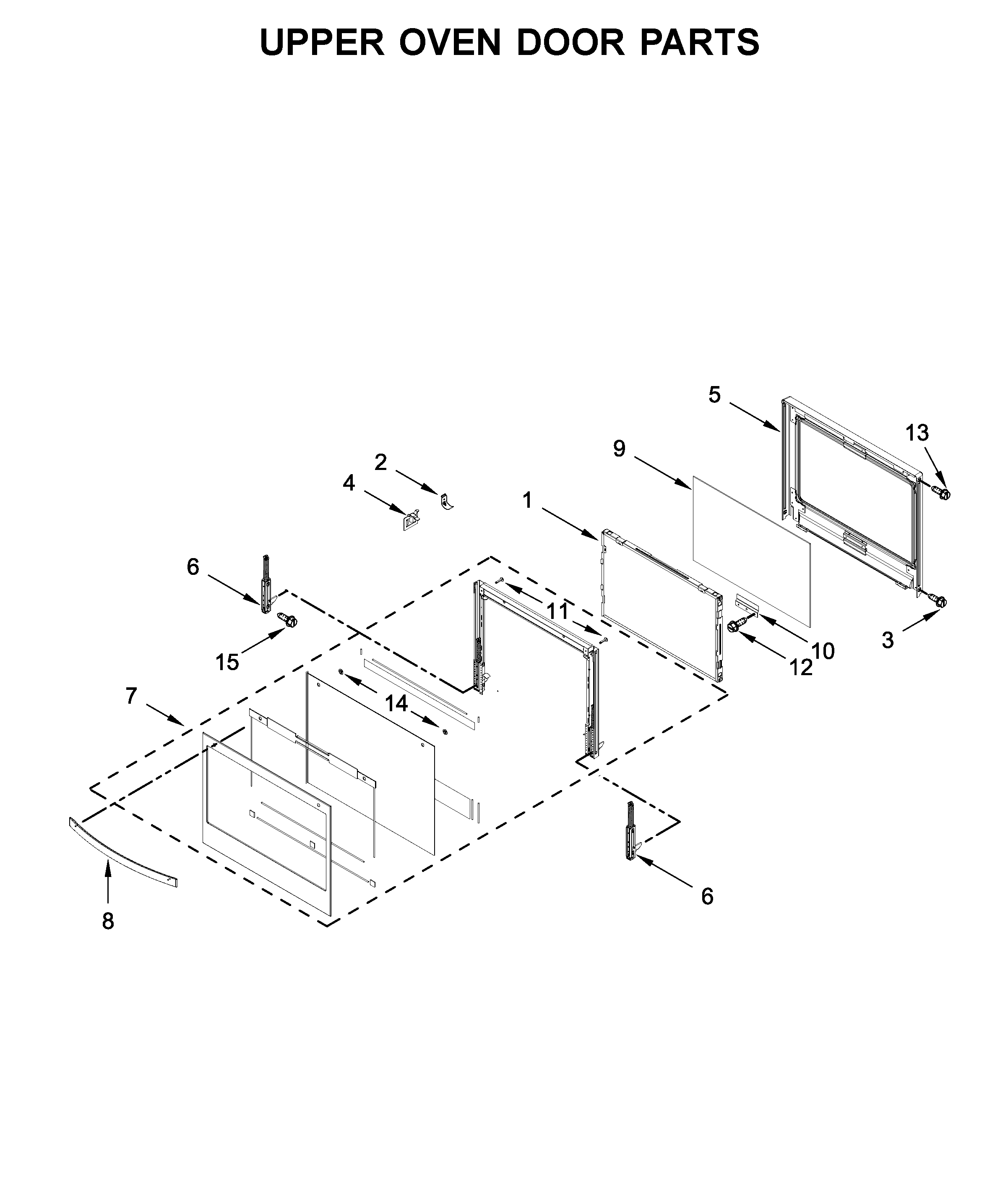Upper oven door parts
