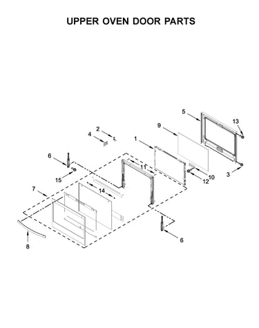 Upper oven door parts