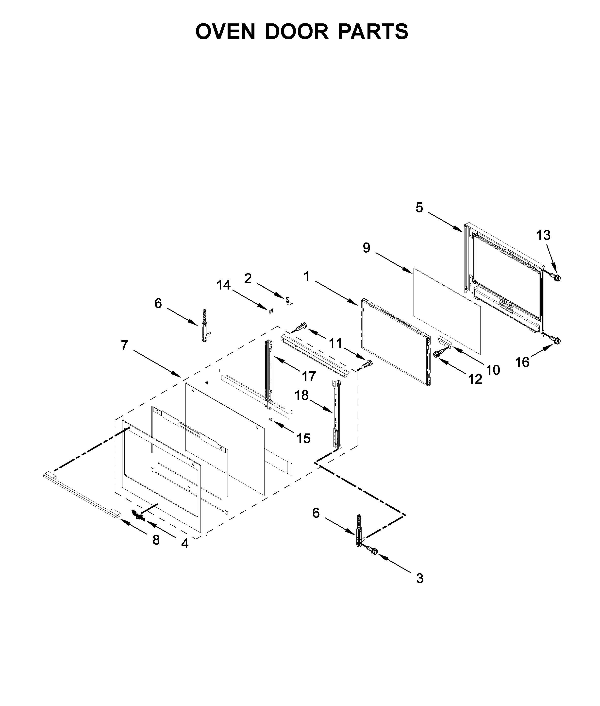 Oven door parts