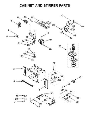 Cabinet and stirrer parts