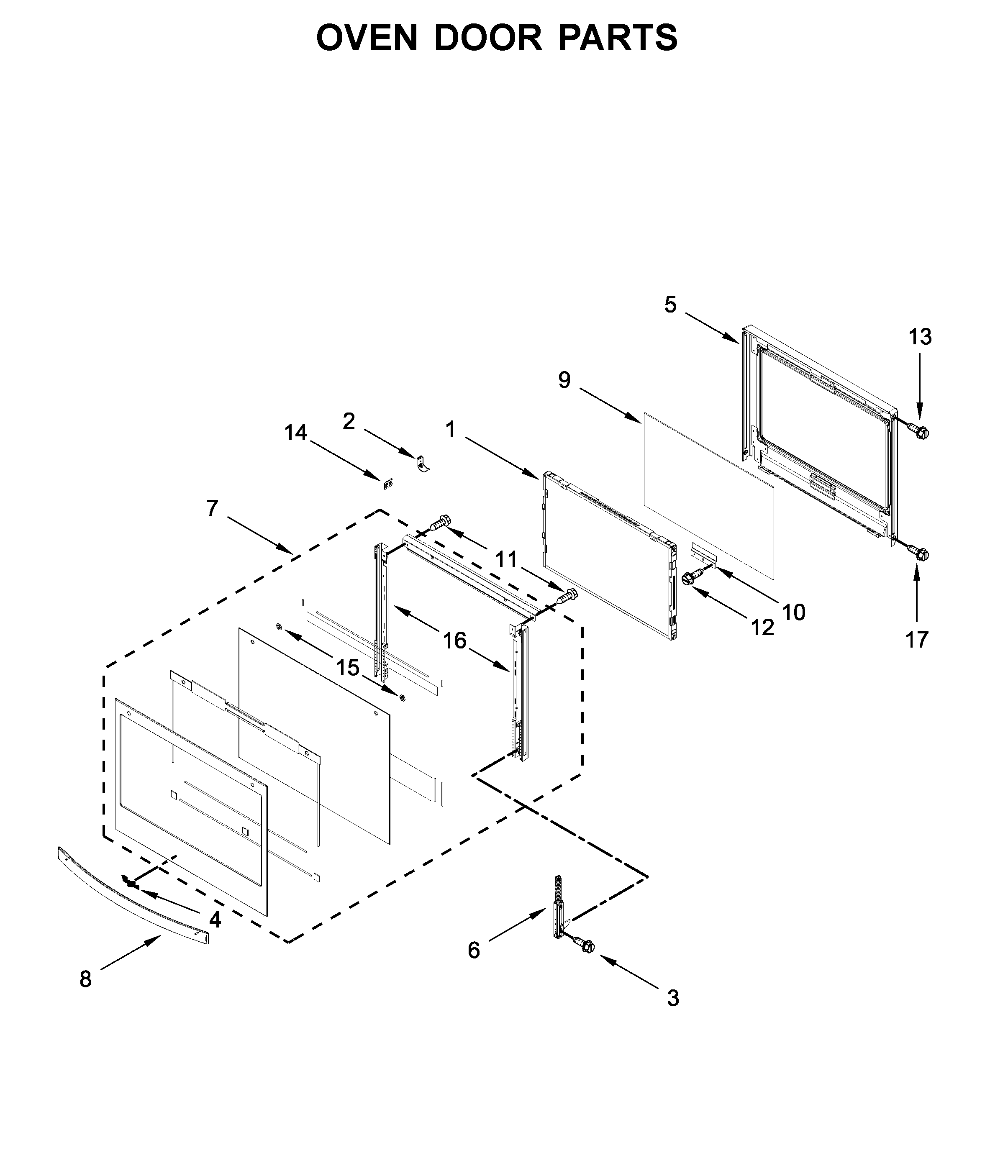 Oven door parts