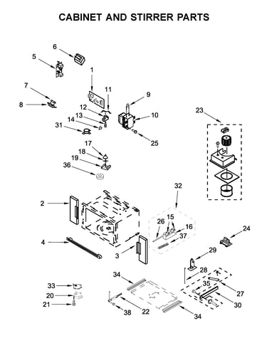 Cabinet and stirrer parts