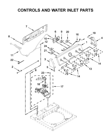 Controls and water inlet parts
