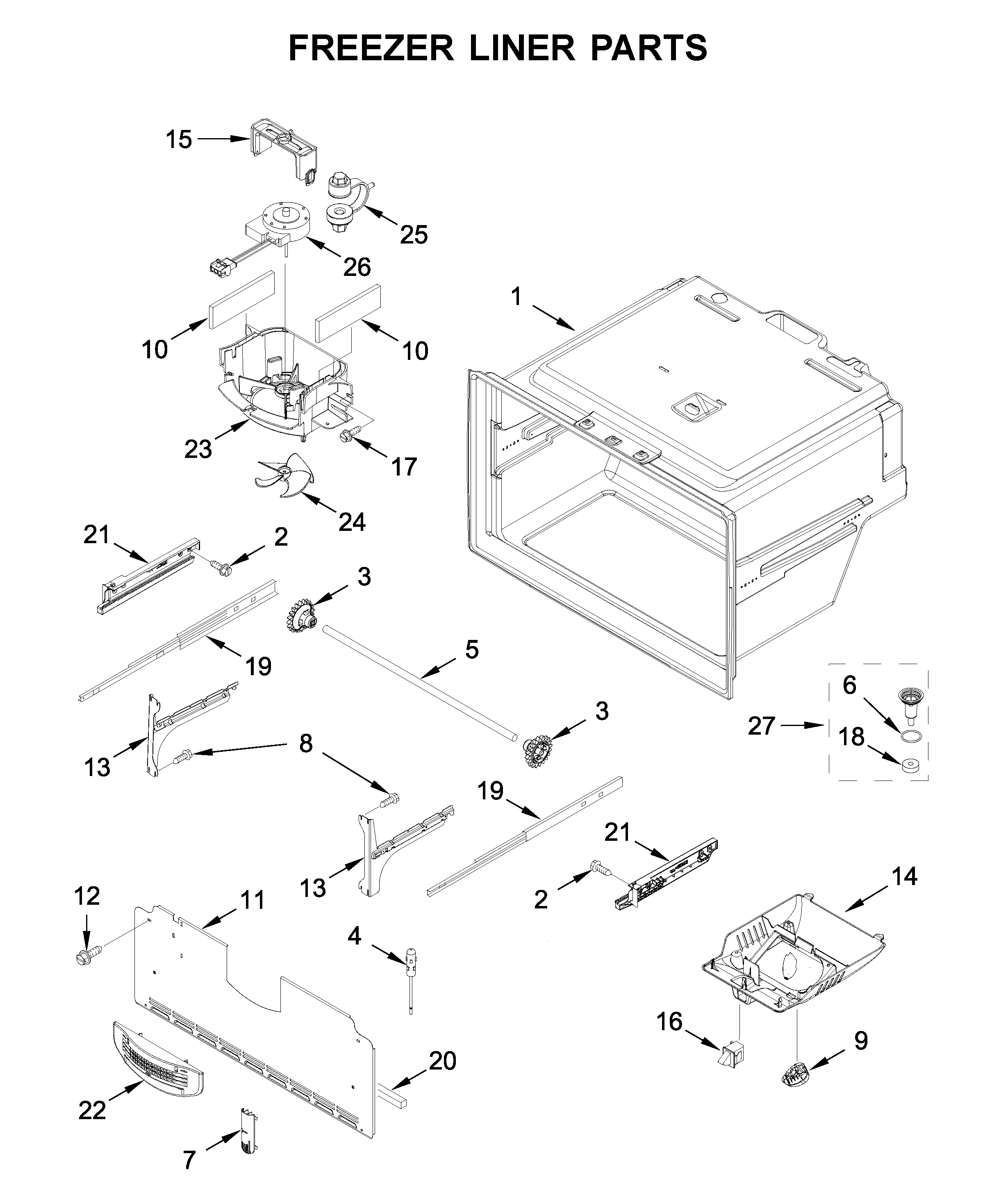 Freezer liner parts