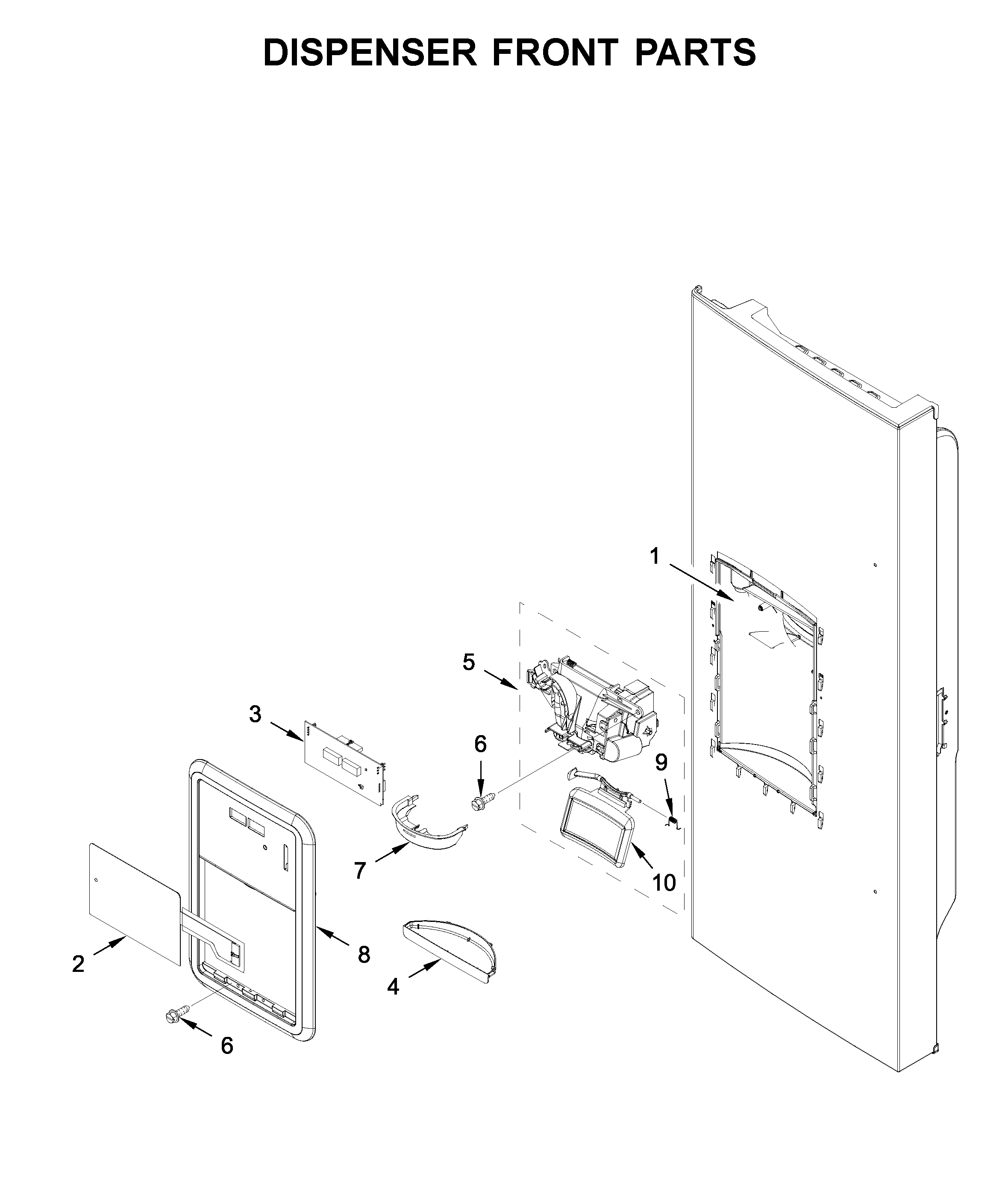 Dispenser front parts