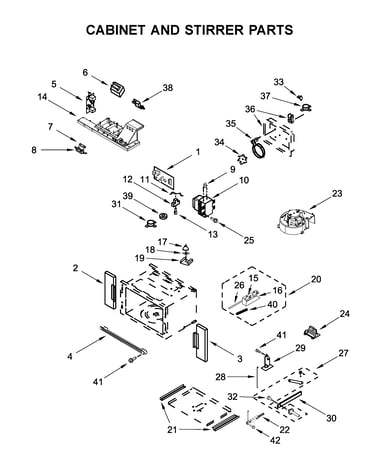 Cabinet and stirrer parts