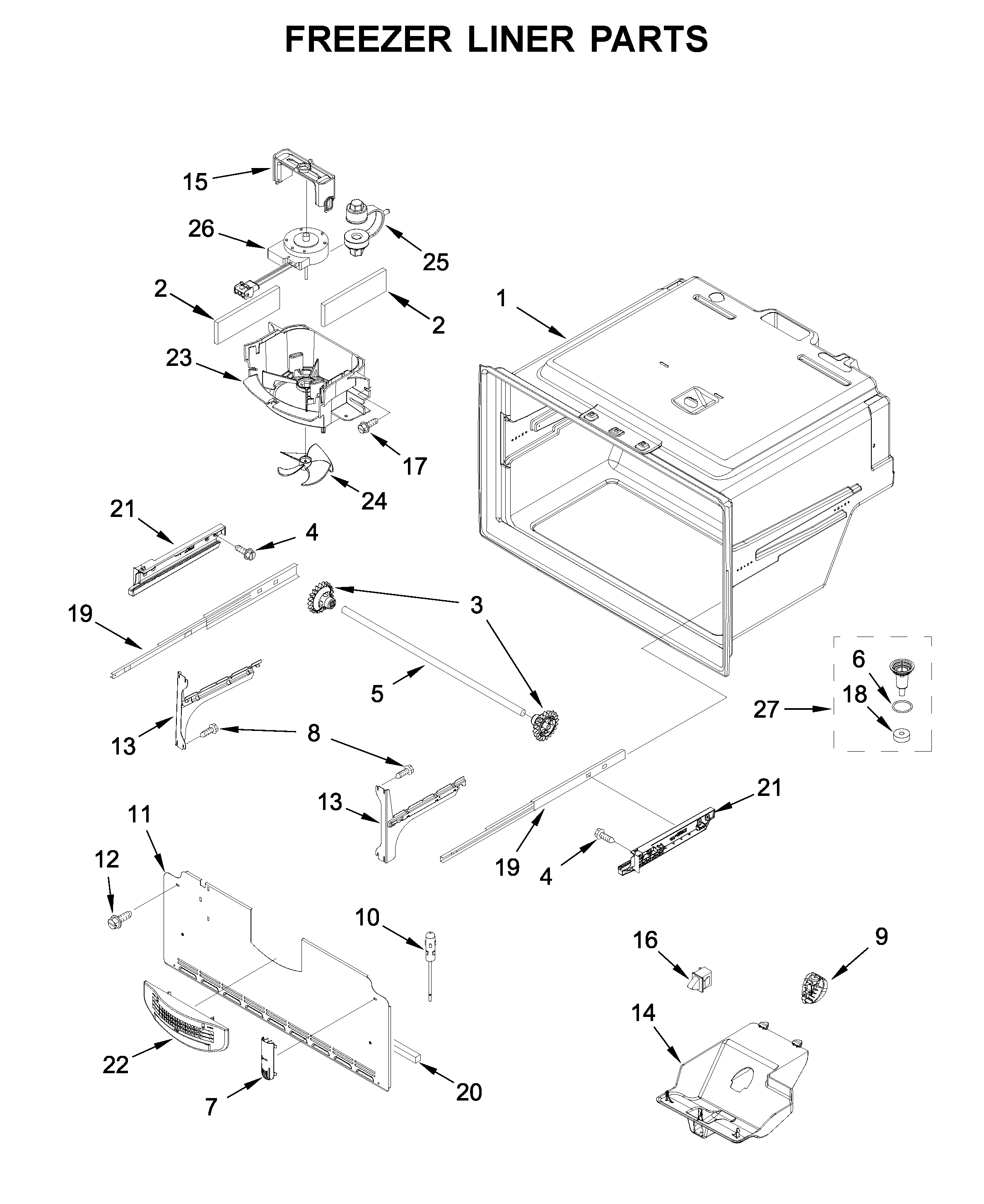 Freezer liner parts