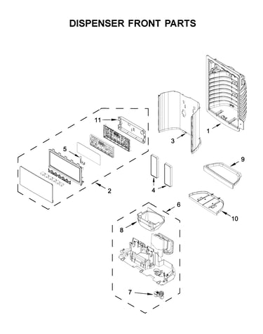 Dispenser front parts