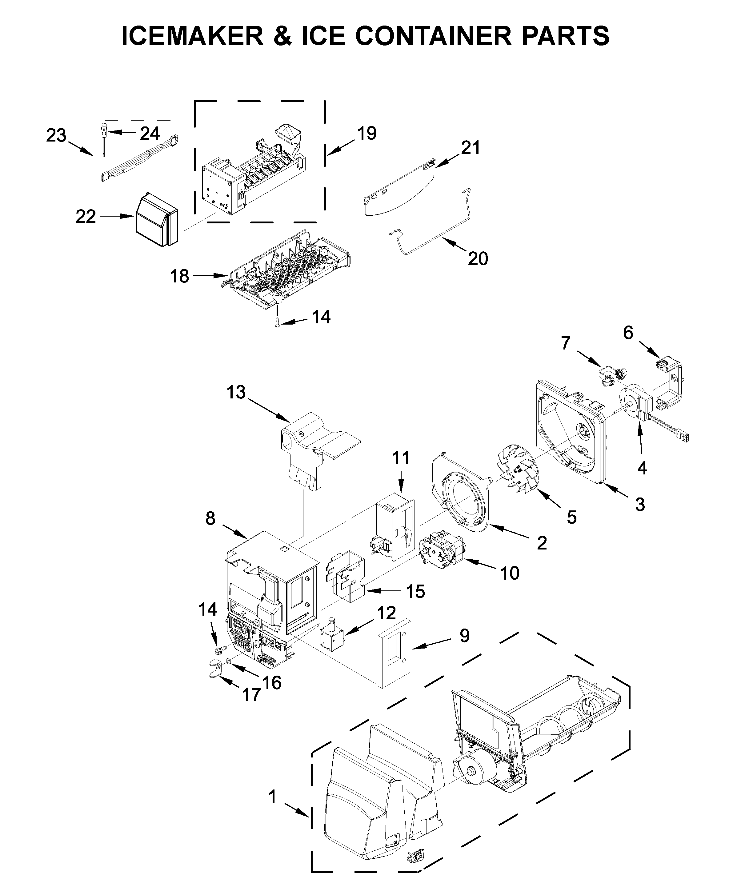 Icemaker & ice container parts