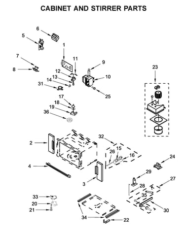 Cabinet and stirrer parts