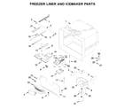 Whirlpool WRB322DMBB01 freezer liner and icemaker parts diagram