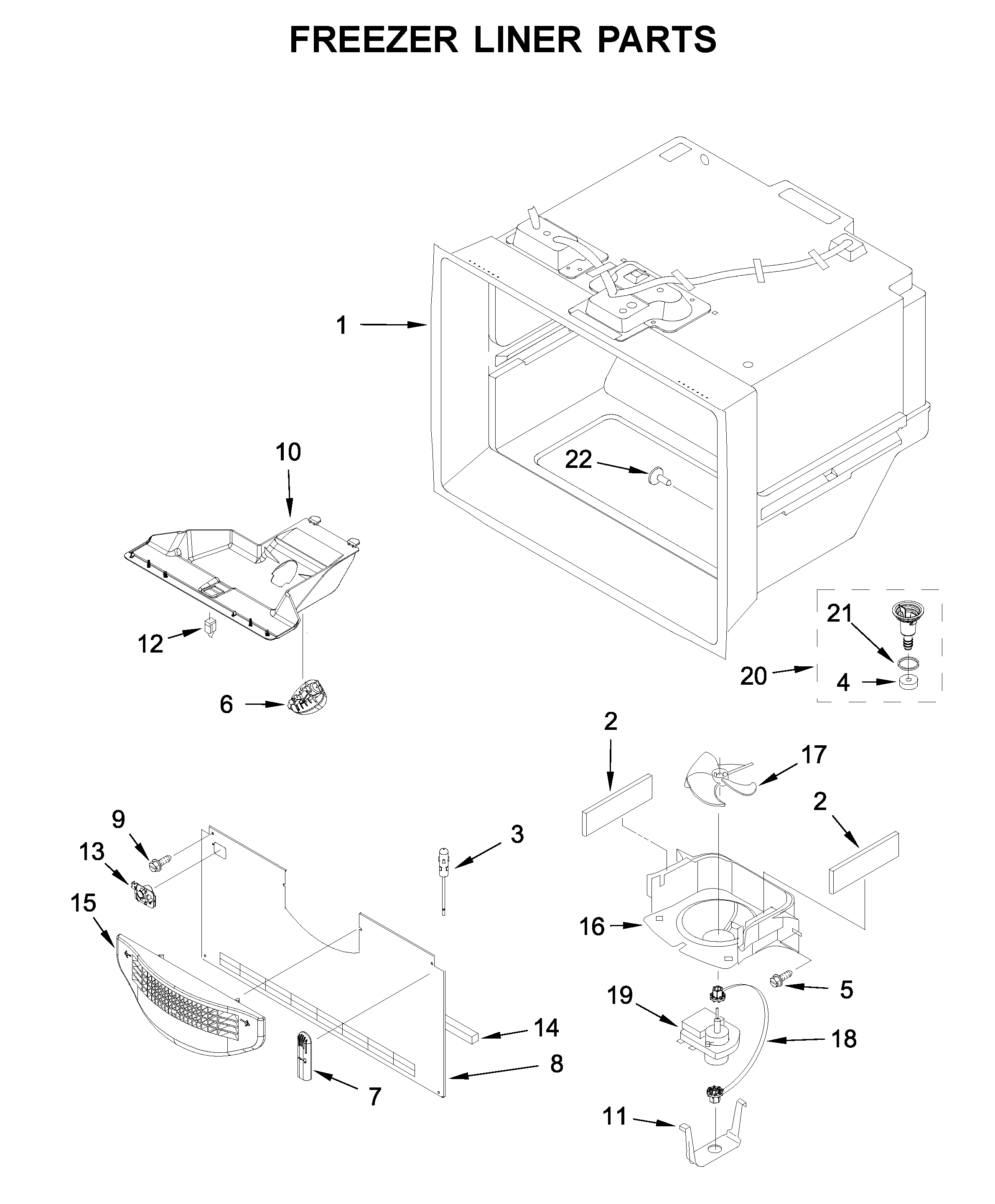 Freezer liner parts