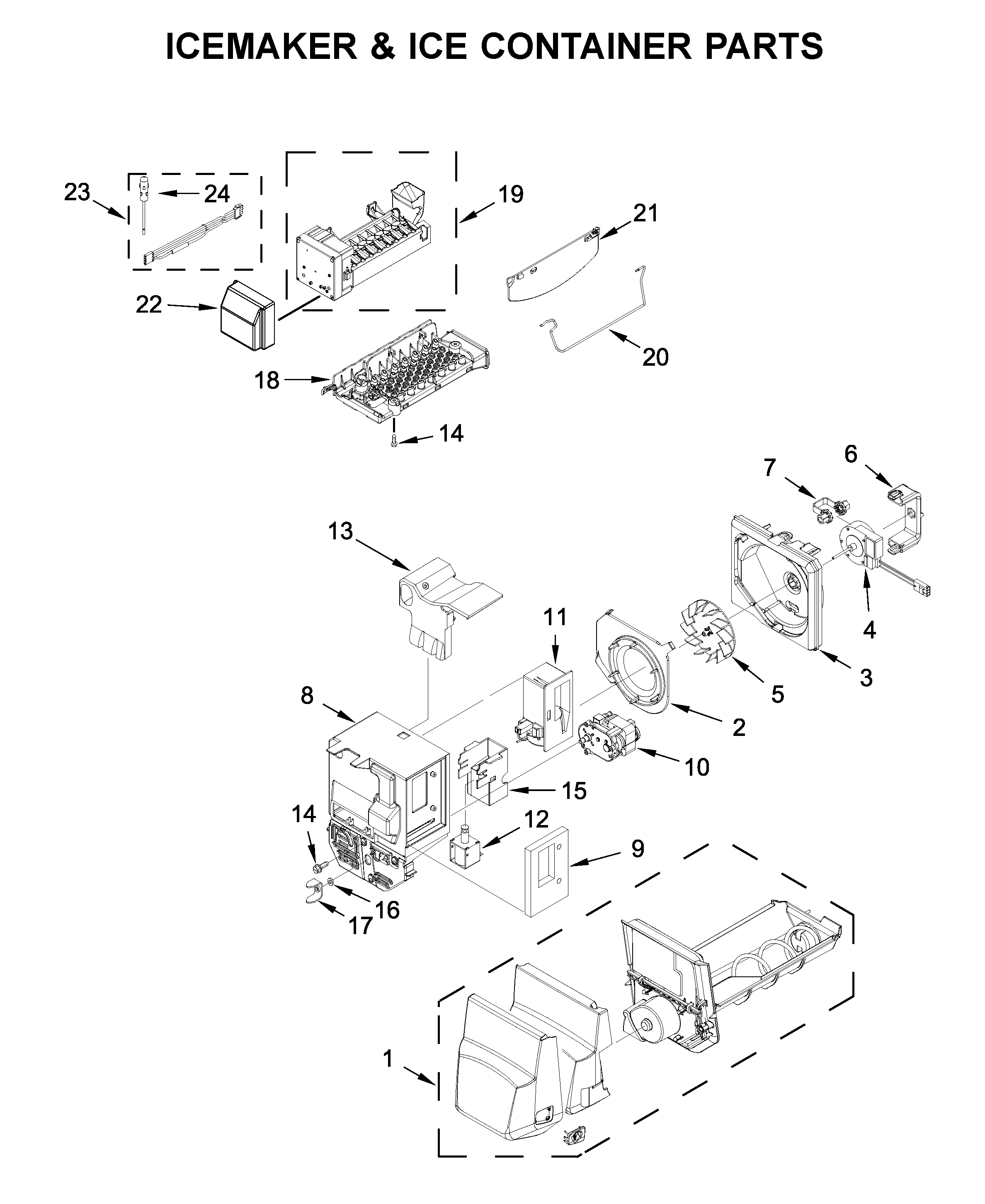 ICEMAKER & ICE CONTAINER PARTS