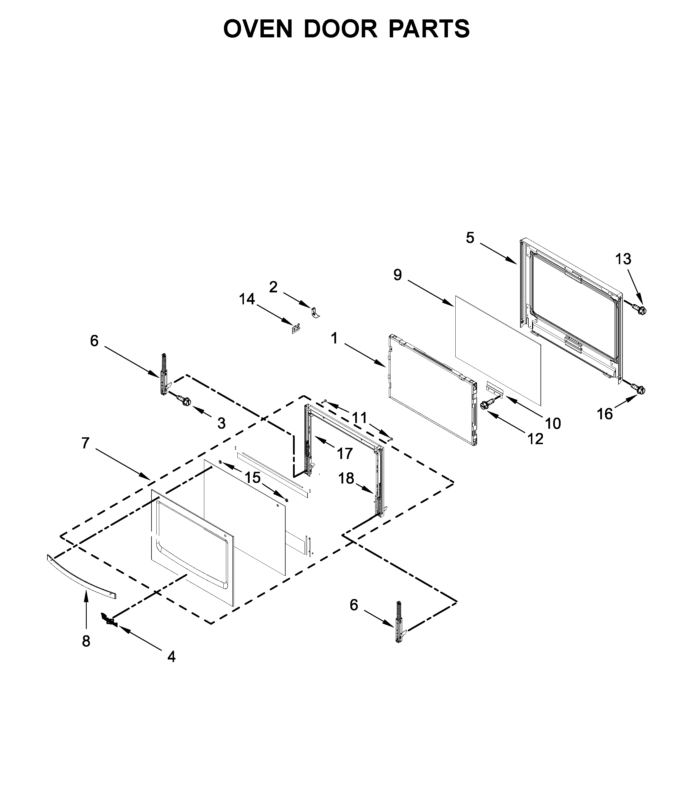 Oven door parts