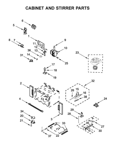 Cabinet and stirrer parts