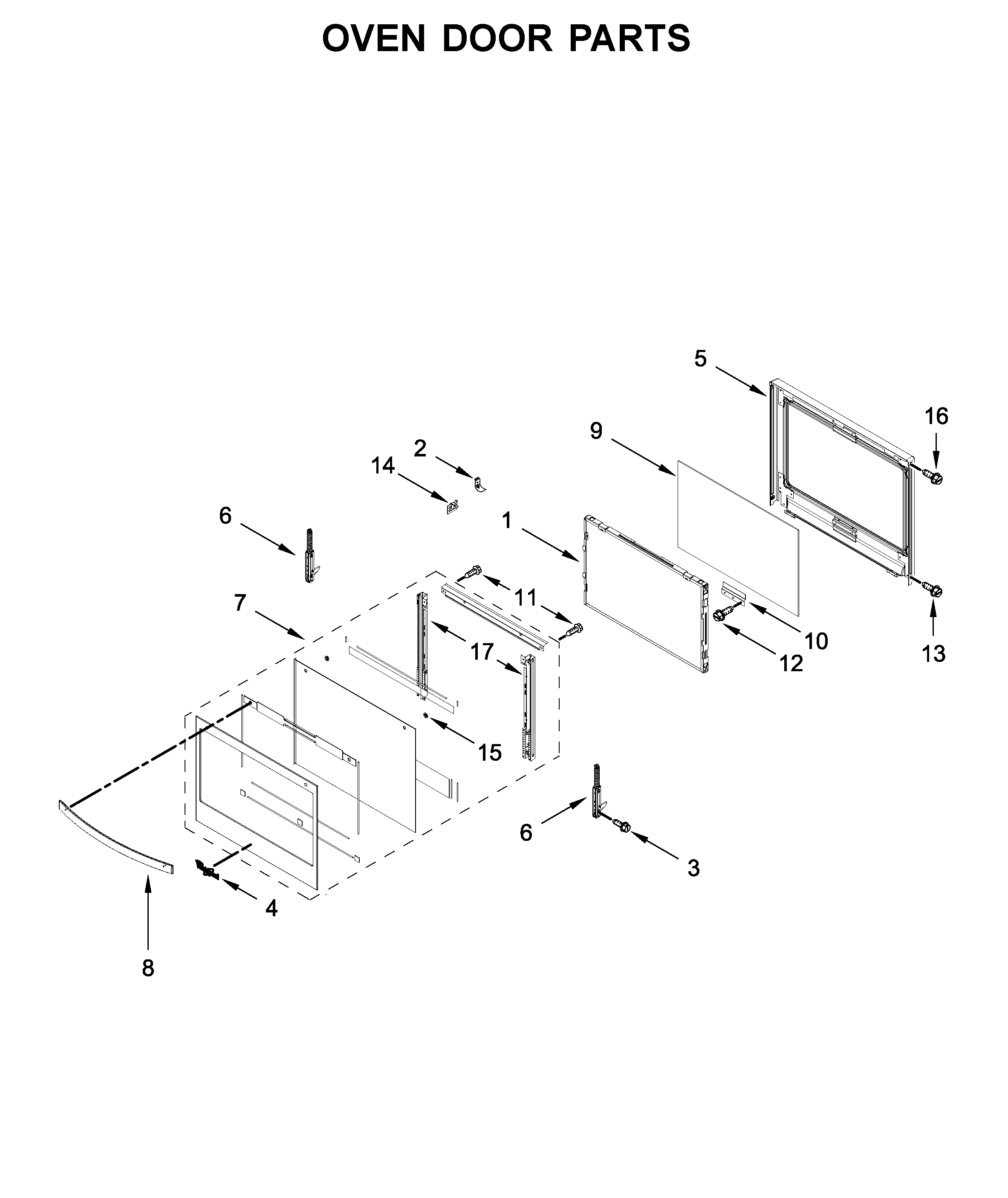 Oven door parts