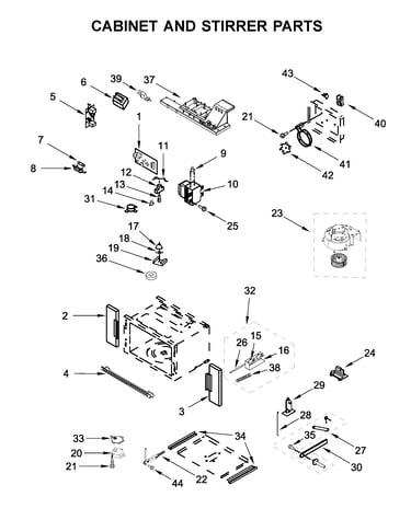 Cabinet and stirrer parts