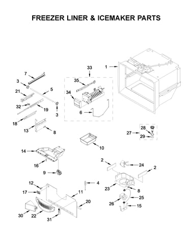 Freezer liner & icemaker parts