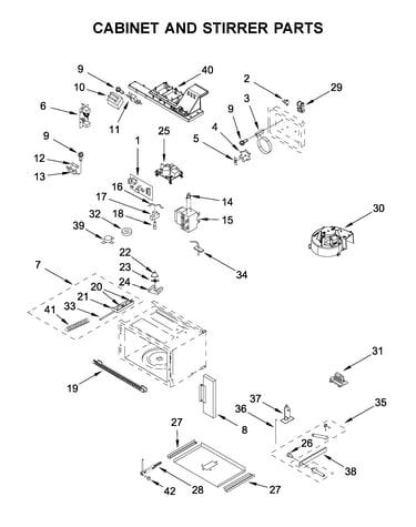 Cabinet and stirrer parts