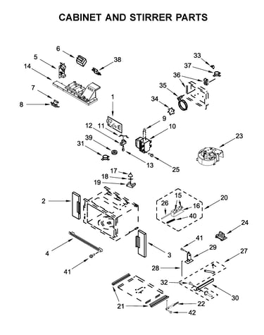Cabinet and stirrer parts