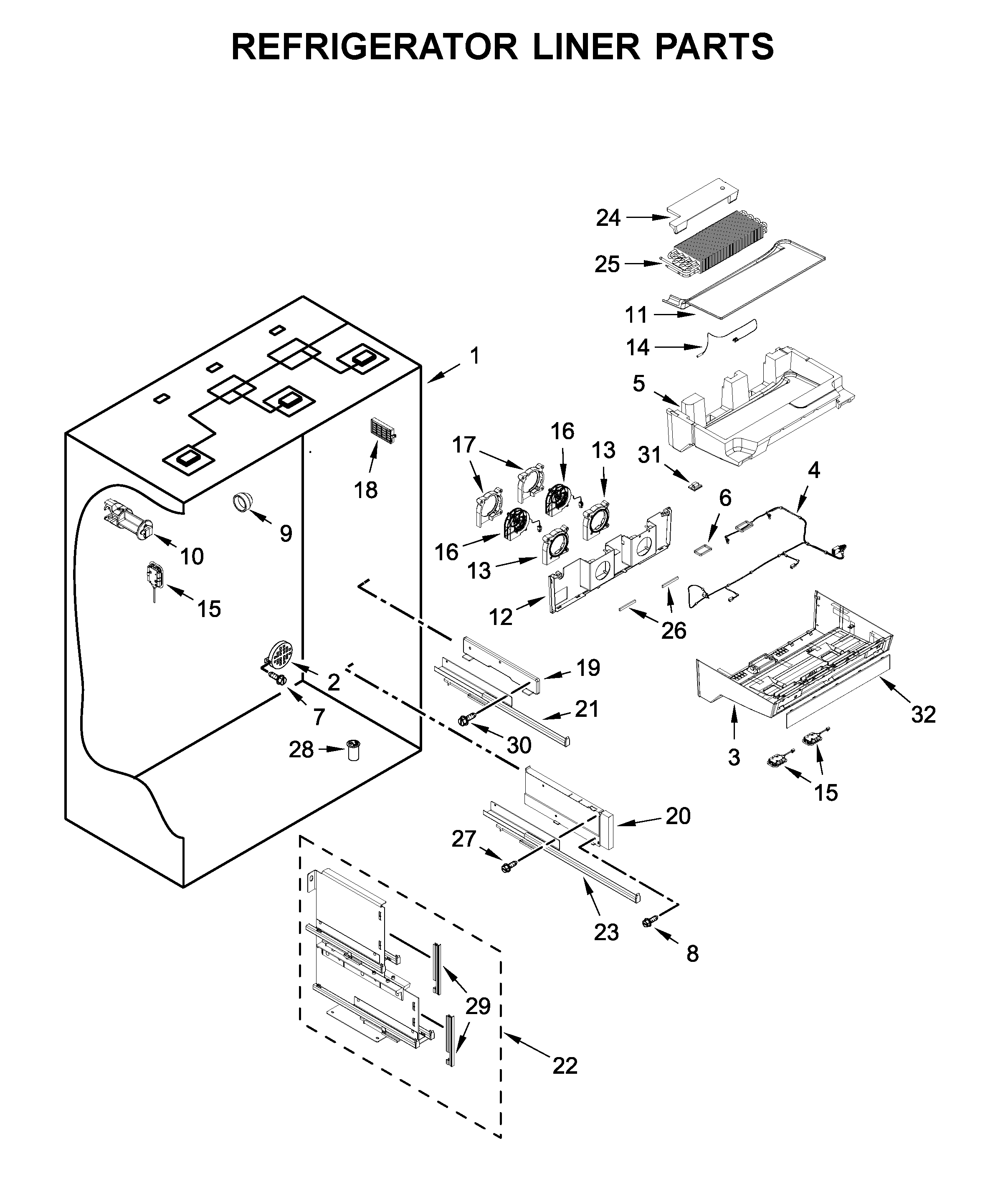 Refrigerator liner parts
