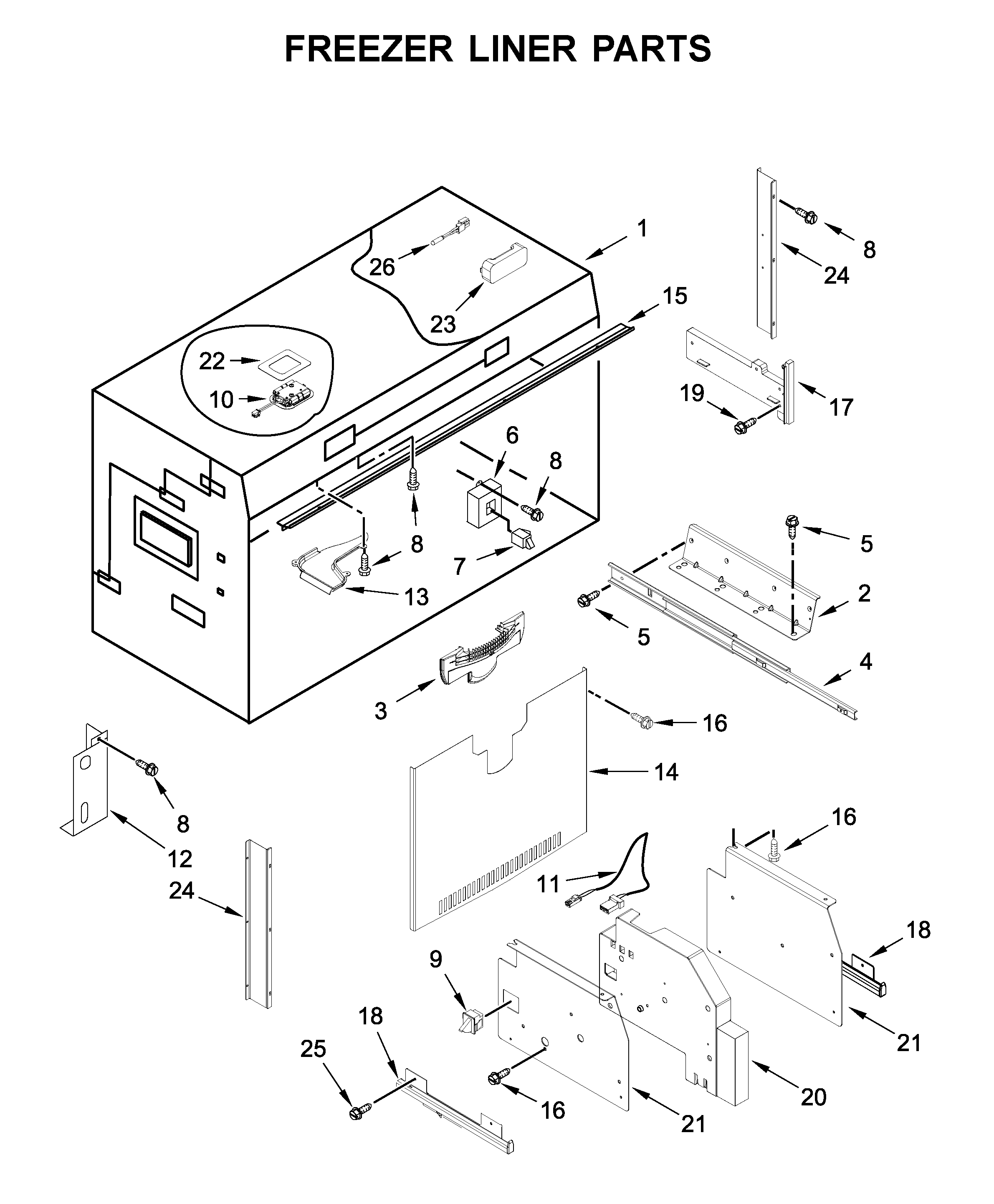 Freezer liner parts