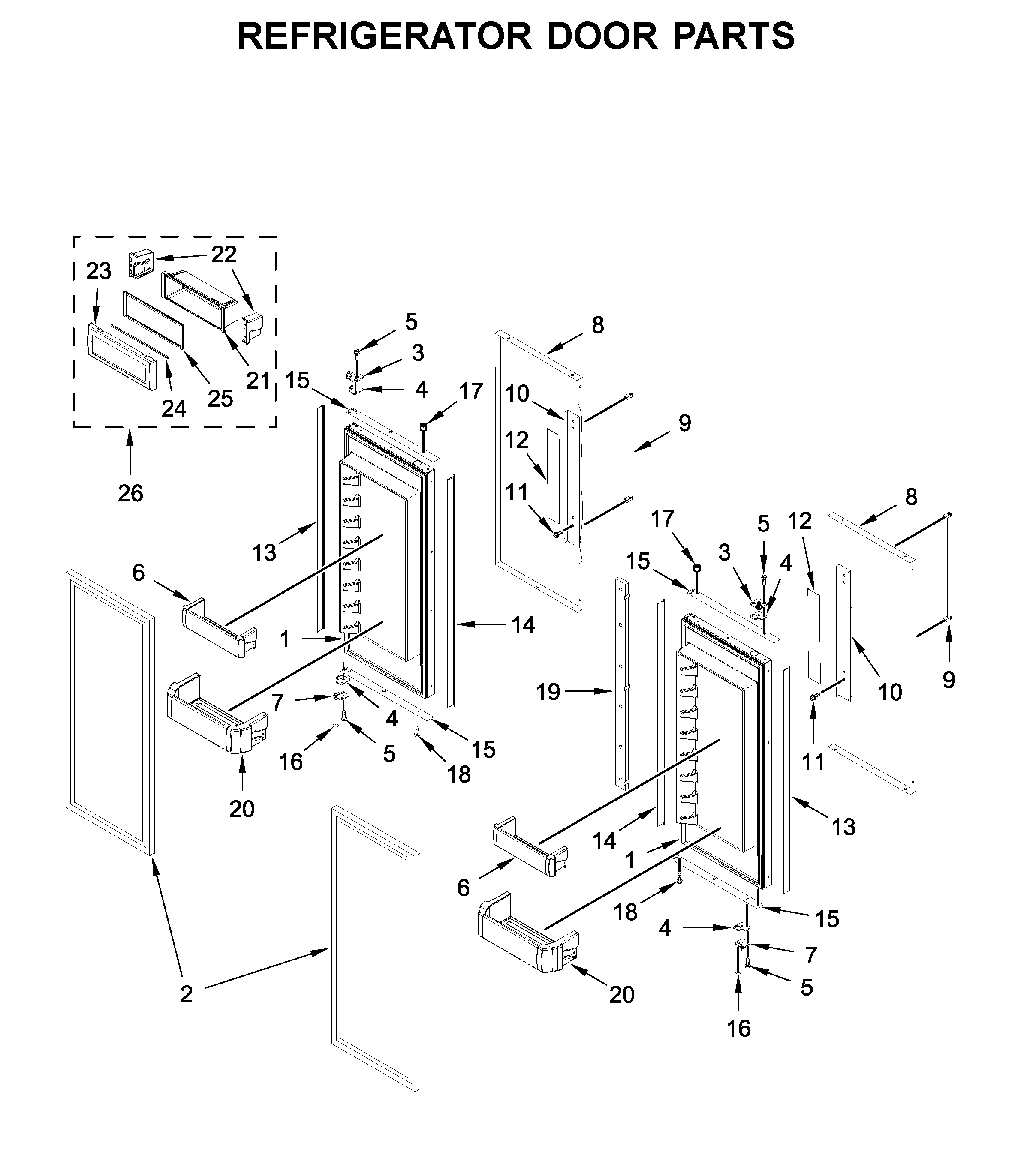 Refrigerator door parts