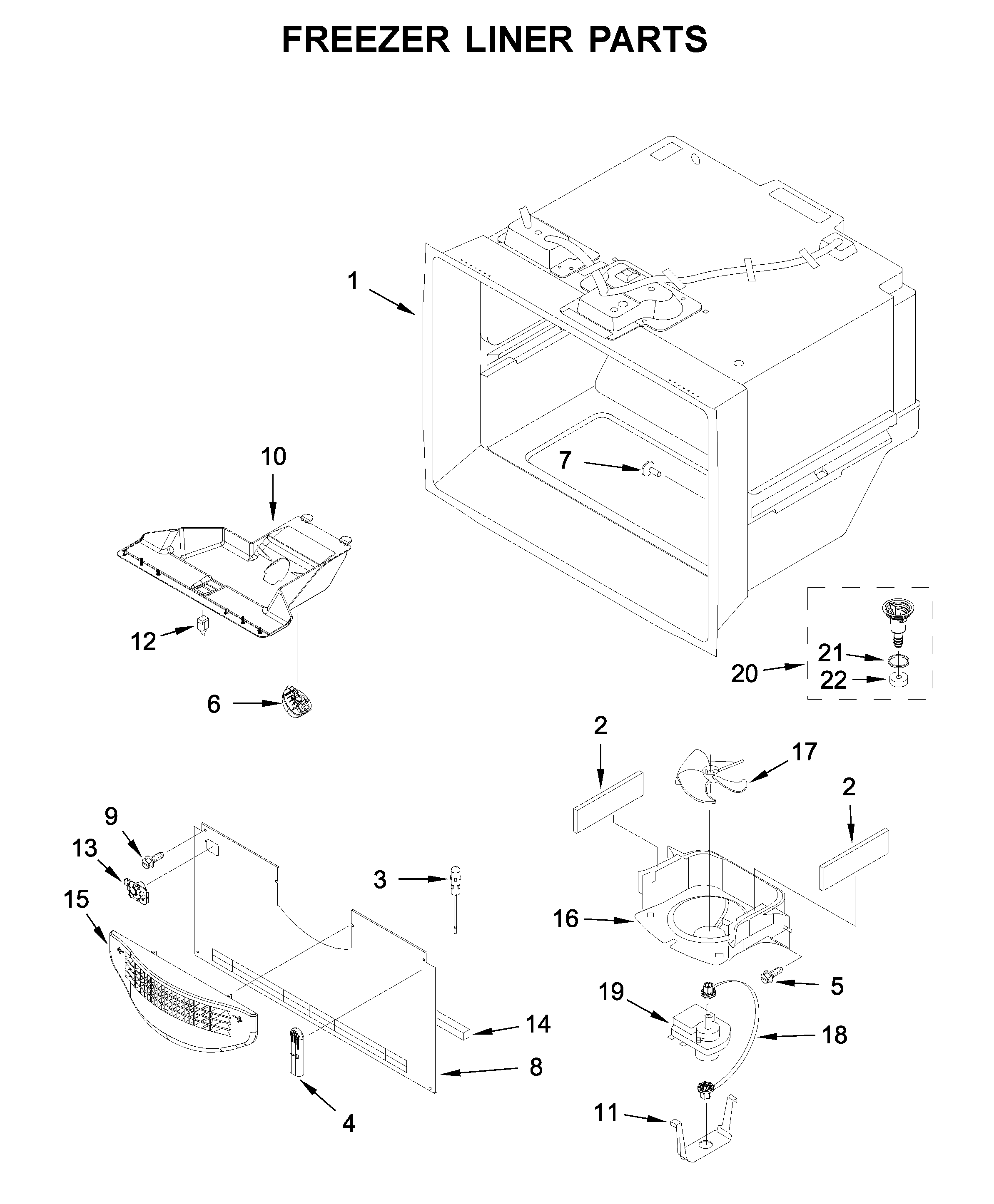 Freezer liner parts