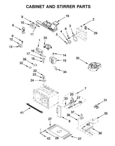 Cabinet and stirrer parts