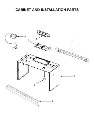 Cabinet and installation parts