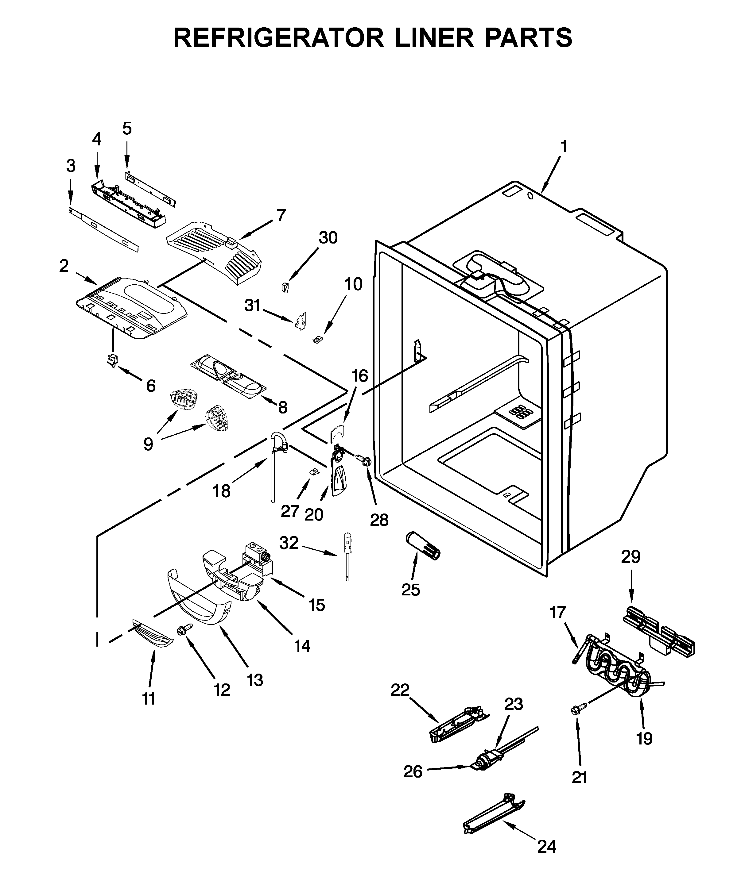 Refrigerator liner parts