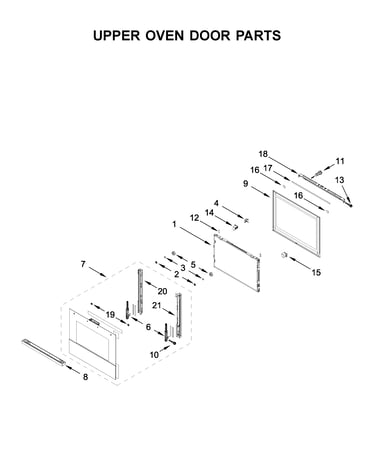 Upper oven door parts