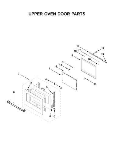 Upper oven door parts