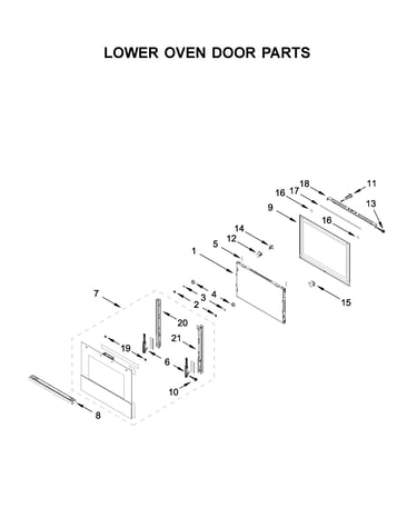 Lower oven door parts