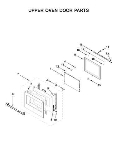 Upper oven door parts