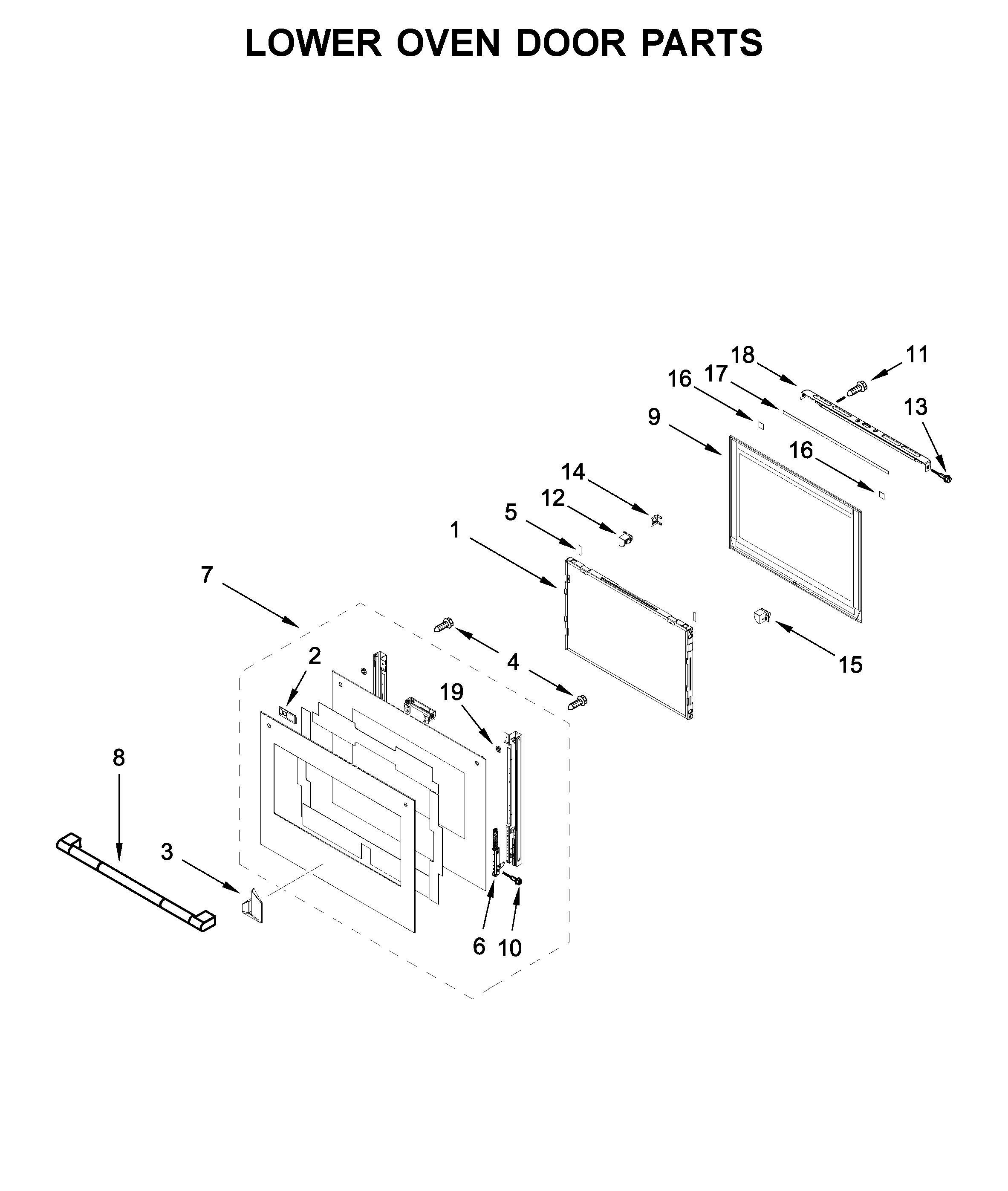 Lower oven door parts