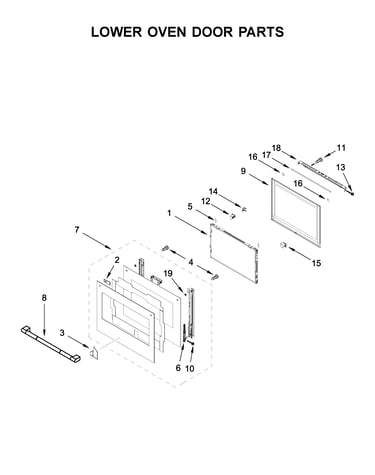 Lower oven door parts