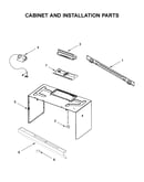 Cabinet and installation parts