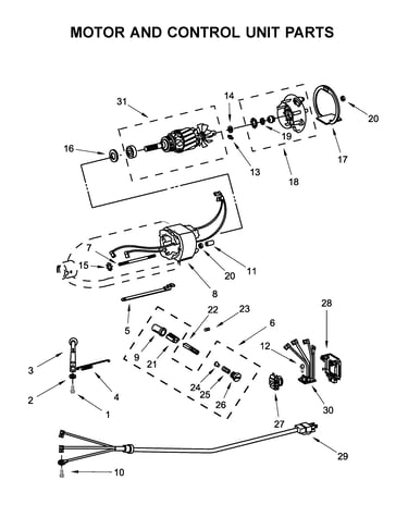 Motor and control unit parts