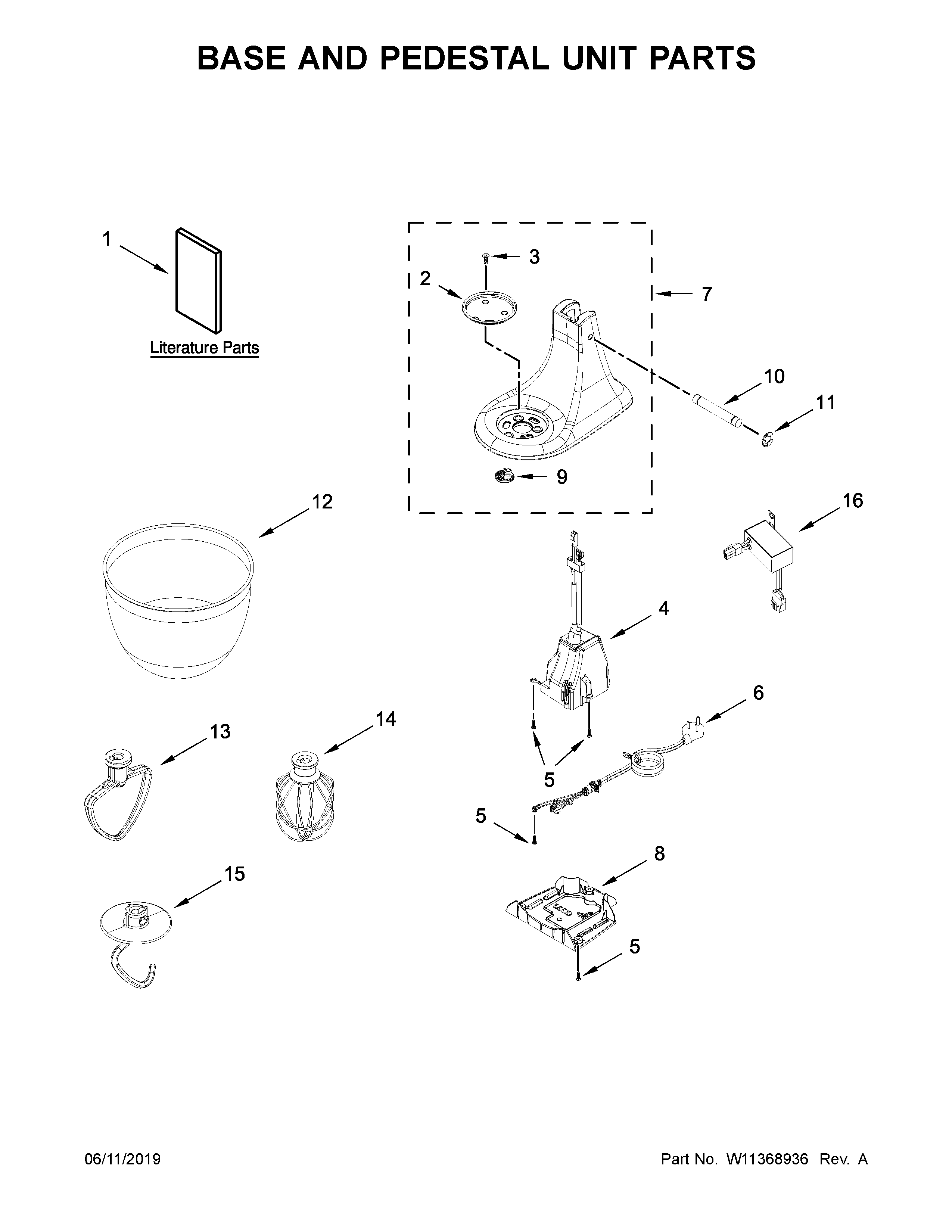 Base and pedestal unit parts