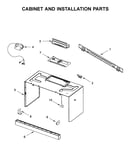 Cabinet and installation parts