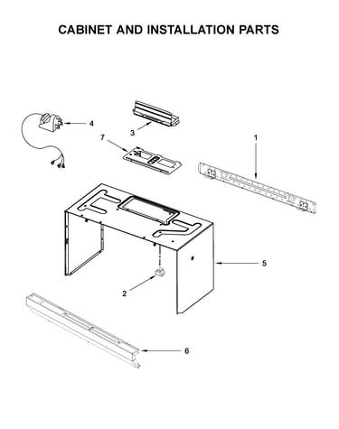 Cabinet and installation parts