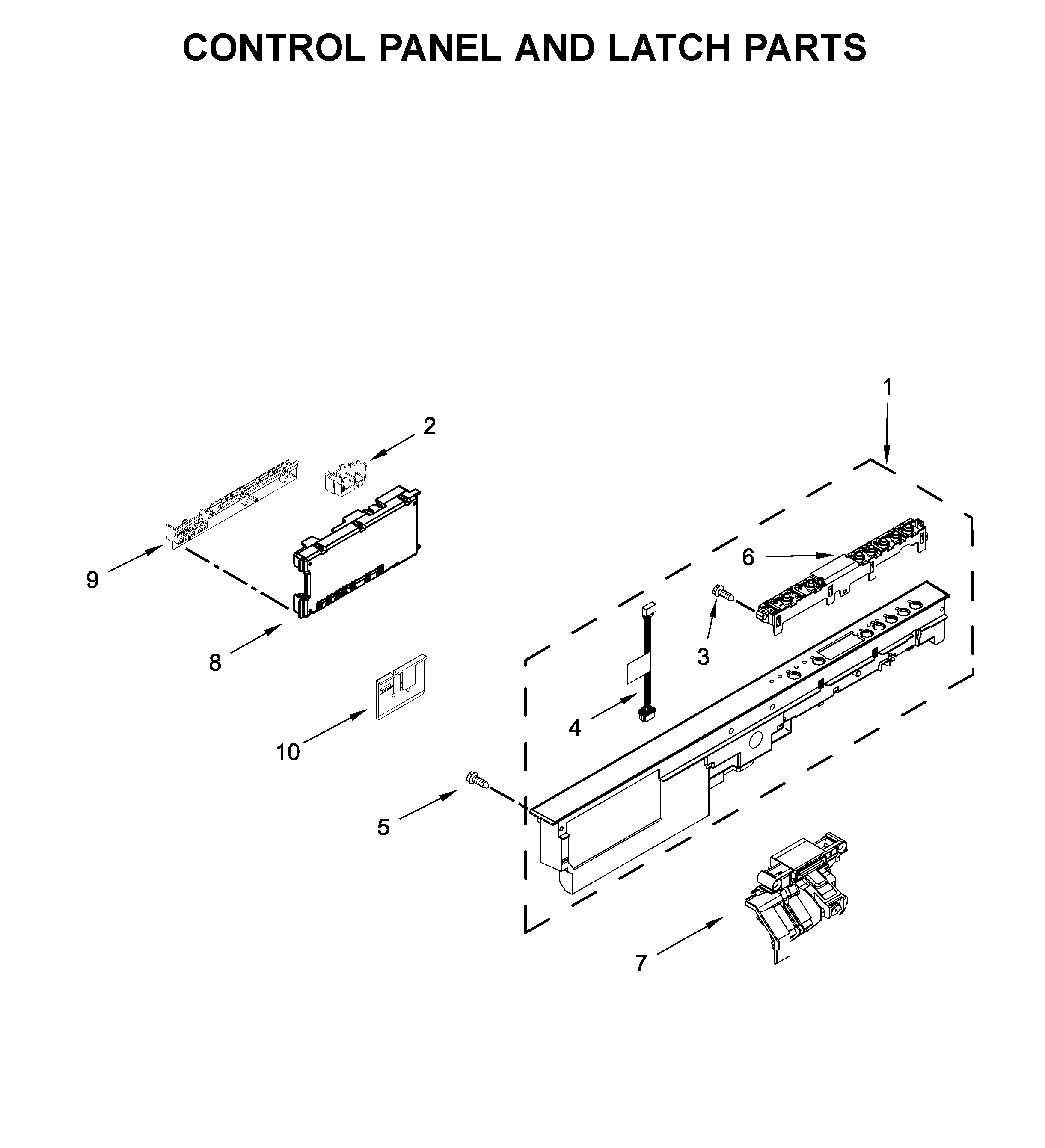 Control panel and latch parts