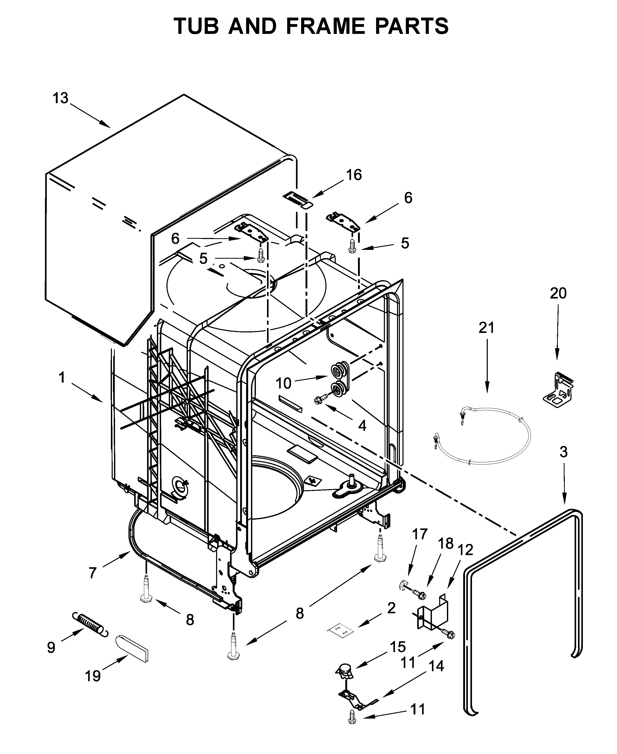 TUB AND FRAME PARTS