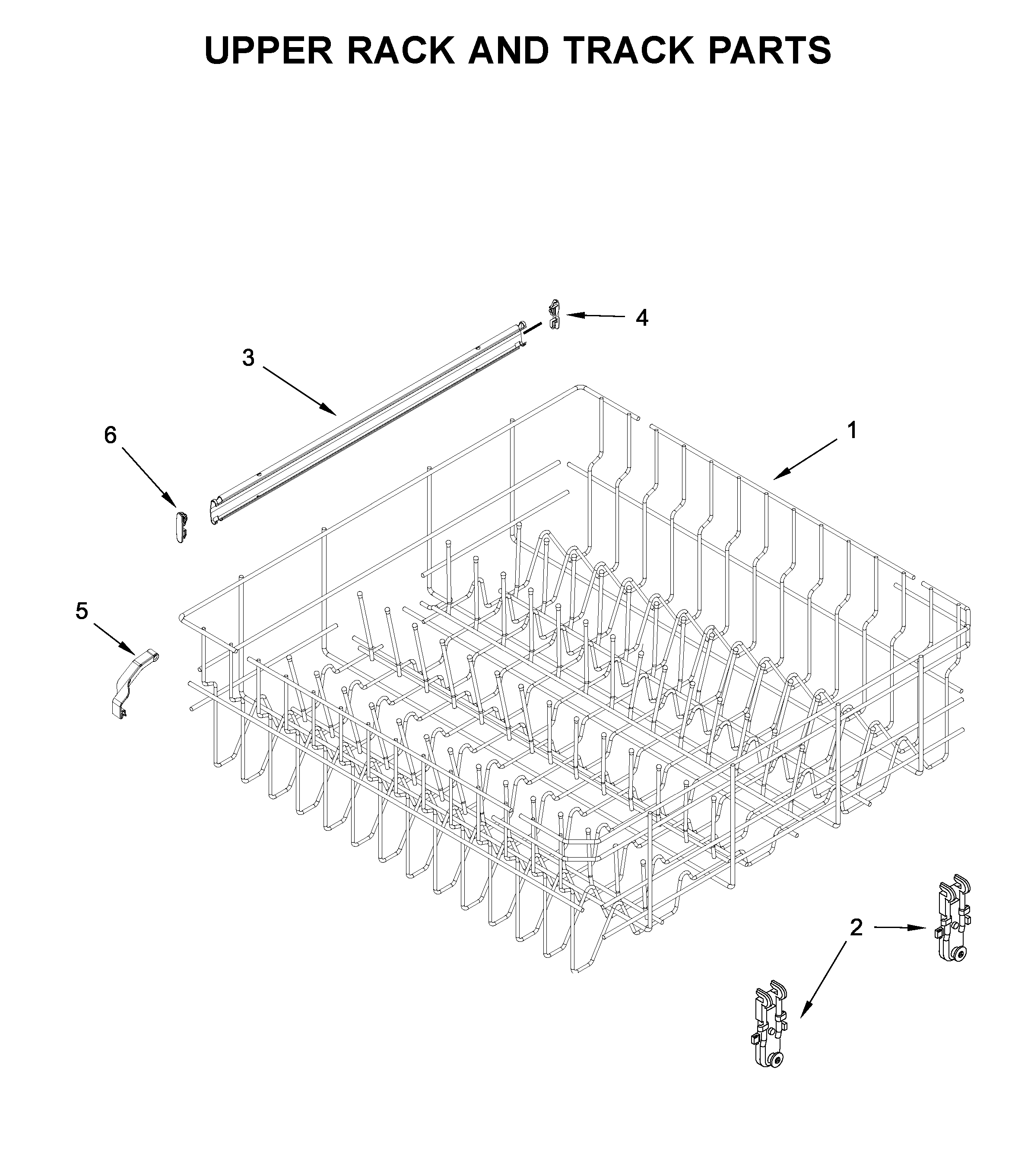 Upper rack and track parts